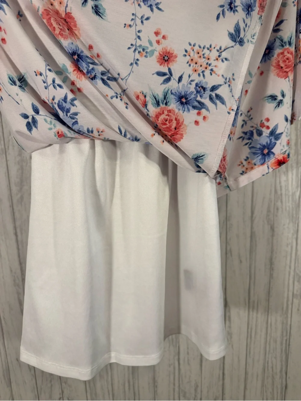 Three Pink Hearts Girls small Red, White, and Blue Floral Dress